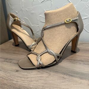 Sesto Meucci Made in Italy Metallic Strappy Heels Size 7.5M